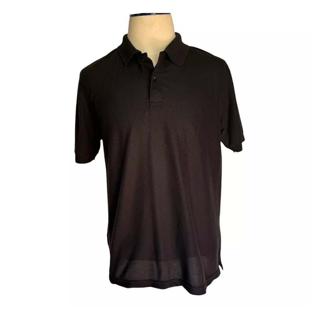 Vertical Sport Men's Golf Polo Shirt Large Short Sleeve Cotton Blend Black